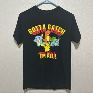 Pokémon Starter Squad Tee Women’s Retro Anime Shirt Size Small Black